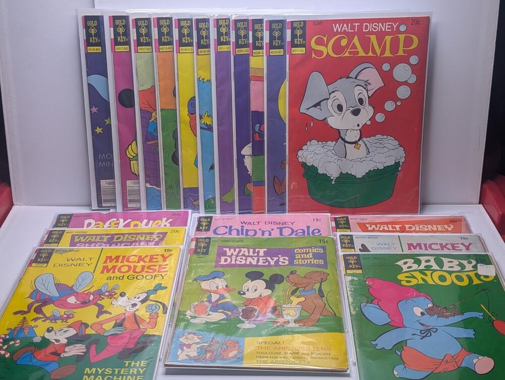 Vintage Disney Gold Key Comic Lot 19 Books Mickey Scamp Chip N Dale 15¢ 20¢